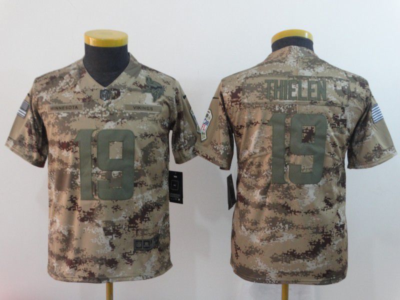 Youth Minnesota Vikings #19 Thielen Nike Camo Salute to Service Limited NFL Jersey